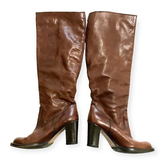 Barbara Bui Brown leather boots. Size 39 EU, vintage Y2K - Picture 2 of 10